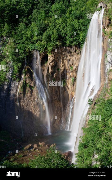 Waterfall, Plitvice Lakes National Park, UNESCO World Heritage Site, Croatia, Europe Stock Photo ...