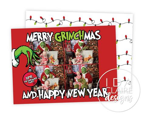 Christmas Photo Card Merry Grinchmas Grinch Hand Ornament or Mask Stink Stank Stunk - Etsy