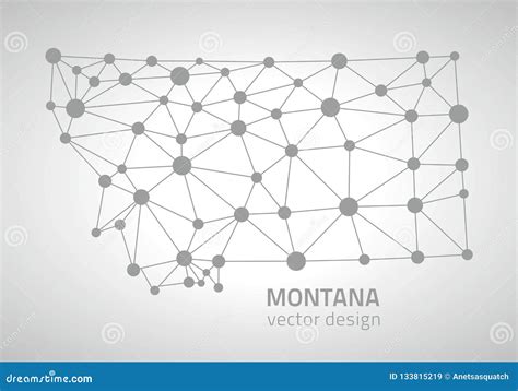 Montana Vector Dot Grey Outline Polygonal Map Stock Vector ...