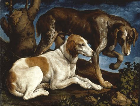 Jacopo Bassano, Two Hunting Dogs, 1550s, oil on canvas, 61 × 80 cm ...