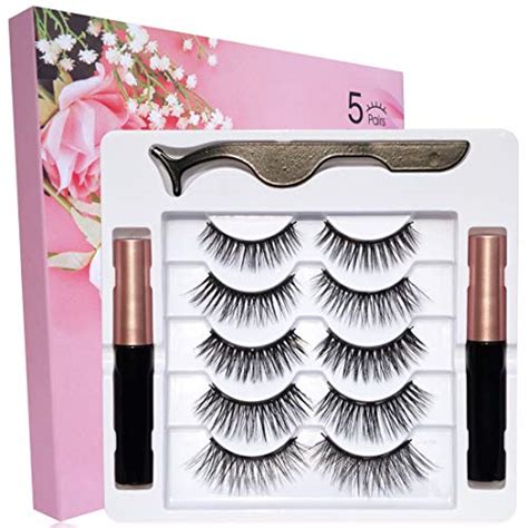 Magnetic Eyelashes Natural Look, 5 Pairs Fake Eyelashes And 2 Pack ...