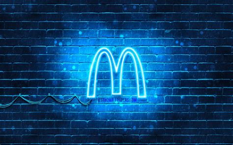 Download wallpapers McDonalds blue logo, 4k, blue brickwall, McDonalds ...