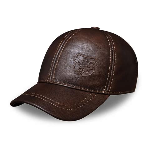 HL125 Spring free shipping genuine leather baseball cap in men brand ...