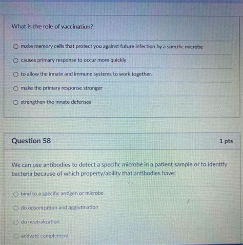 Solved What is the role of vaccination? O make memory cells | Chegg.com