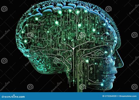 Brain Implanted with Artificial Inteligence Microchips. Ai Brain. Human ...