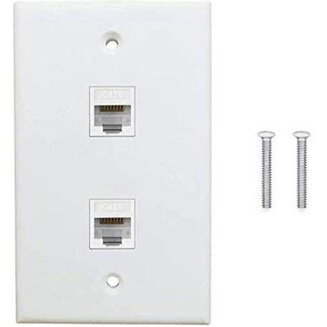 2 Port Ethernet Wall Plate, Cat6 Female to Female Wall Jack RJ45 Keystone Inline Coupler Wall ...