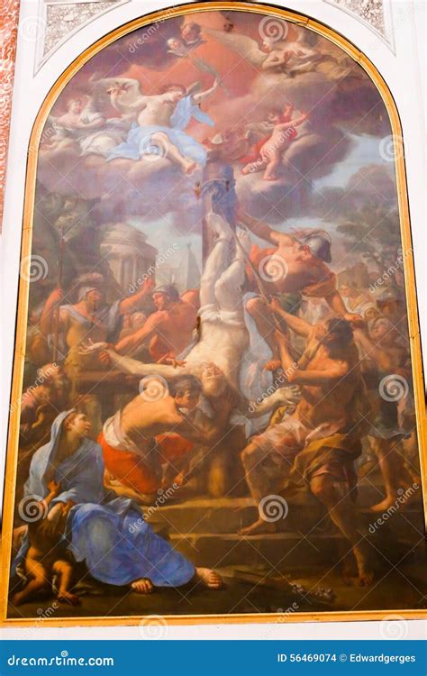 Crucifixion of St Peter Painting - Rome Editorial Stock Image - Image ...