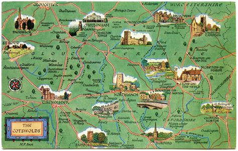 Postcard map of the Cotswolds | Drawn by M F Peck. J Salmon,… | Flickr