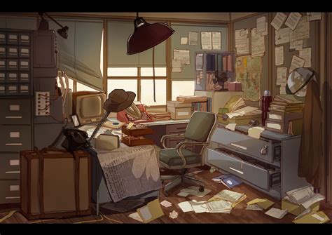 Anime Detective Office Background Inspired by the movies of the 70s