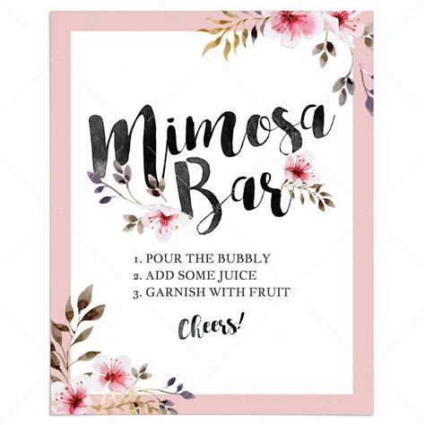 Mimosa Bar Printable Sign - Printable Templates