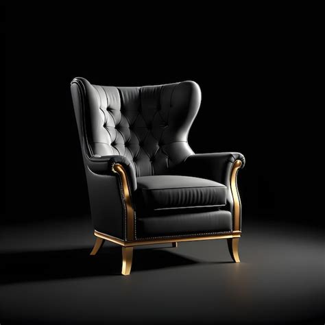 Premium AI Image | luxury black leather armchair isolated on black background