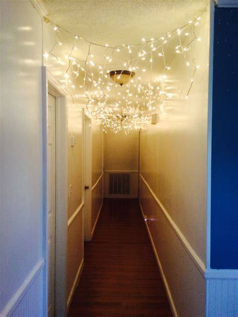 Christmas hallway with icicle lights and command strips | Christmas hallway, Icicle lights ...