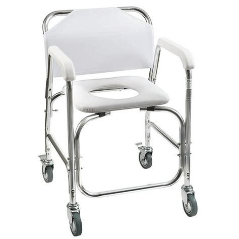 DMI Rolling Shower and Commode Transport Chair with Wheels and Padded Seat for Handicap, Elderly ...