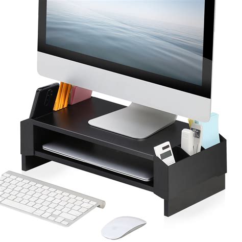 FITUEYES Computer Monitor Riser Stand Double-Layer Storage Bracket Desktop Laptop PC Stand ...