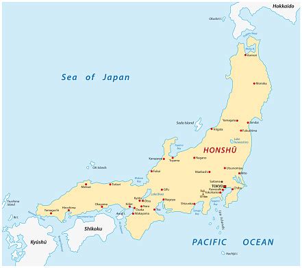 Honshu Map - Arte vetorial de stock e mais imagens de Mapa - Mapa, Prefeitura de Hiroshima ...