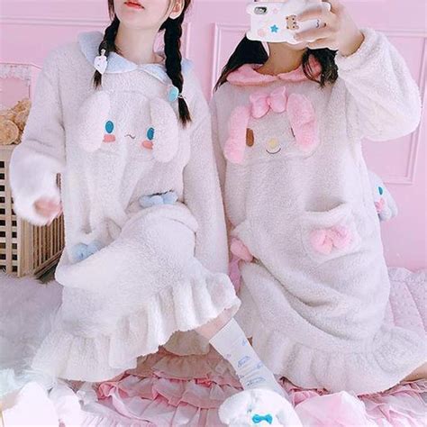 $6/mo - Finance BZB Women's Fuzzy Nightgowns Anime Cinnamoroll Pajamas ...