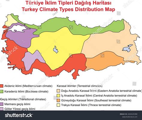 Turkey Climate Types Distribution Map - Royalty Free Stock Vector ...