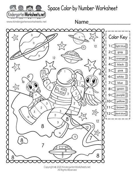 Space Color by Number Worksheet - Free Printable, Digital, & PDF