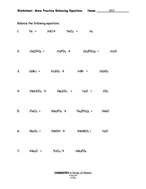 Balancing Equation Practice Worksheet Answers - 49 Balancing Chemical ...