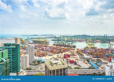 Containers, Freight Cranes, Singapore Port Stock Photo - Image of ...