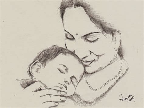 Sketches and Drawings : Indian mother - pencil sketch (With images ...