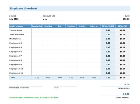 Free Timesheet templates: Excel | Word | PDF | Google sheets