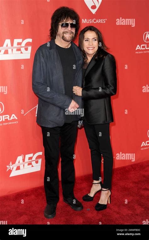 Jeff Lynne, left, and Camelia Kath arrive at the MusiCares Person of ...