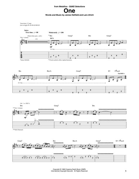 One by Metallica - Guitar Tab - Guitar Instructor