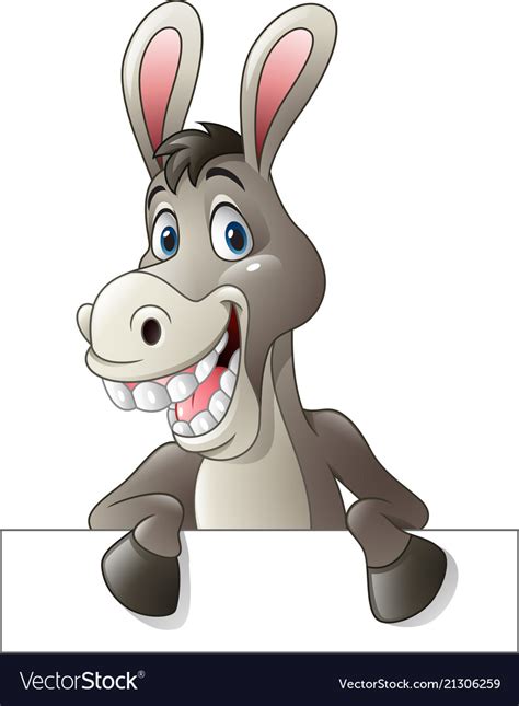 Cartoon funny donkey holding blank sign Royalty Free Vector