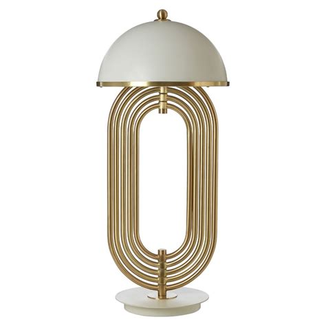 Art Deco Table Lamp White Gold