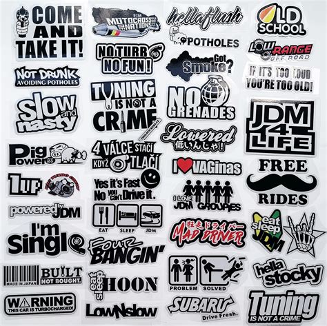 Buy 41Pcs JDM Car Sticker Racing Decale for Cars Motorcycle Helmet Reflex Decals Graphics Drift ...