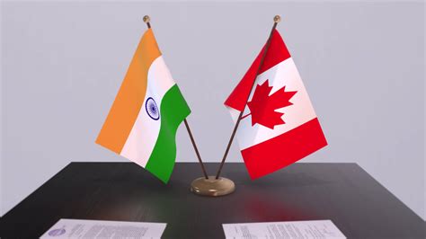 Canadá y India nacional banderas camaradería acuerdo animación, política y negocio acuerdo ...