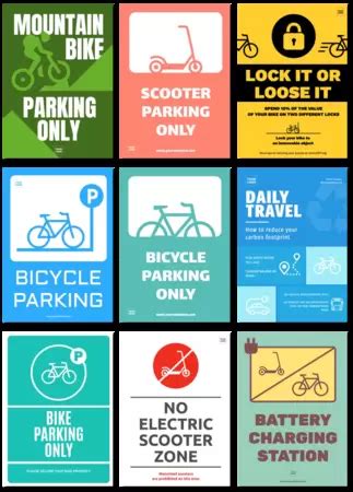 Bicycle and scooter parking signs