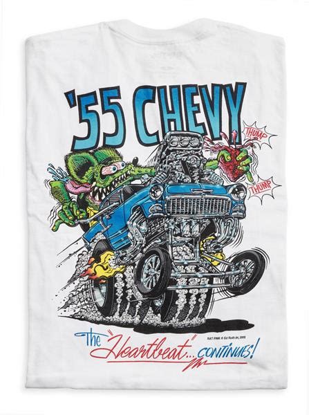 Rat Fink '55 Chevy T-Shirt White, Ed Roth T-Shirts - California Car Cover Co.