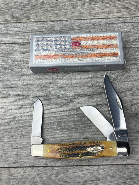 Lot - CASE XX 3 BLADE STAG HANDLE POCKET KNIFE