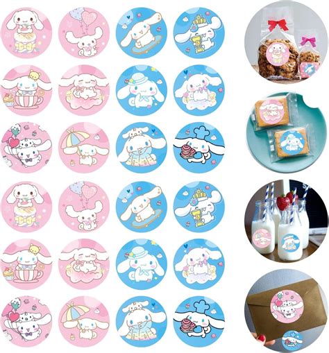 120pcs Cinnamoroll Stickers for Kids, Cinnamoroll Round Water Bottles Stickers for Party Bags ...