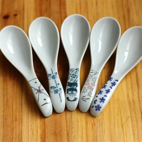 The flower of ceramic spoon ceramic tableware soup spoon retro creative ...