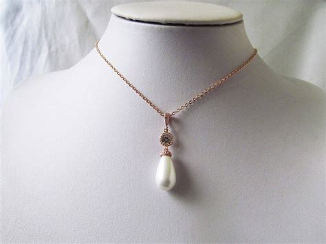 Rose gold pearl necklace rose gold bridal necklace rose gold | Etsy