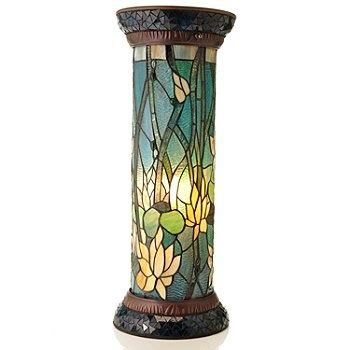 Tiffany-Style 26.5" Grand Lotus Stained Glass Lit Pedestal Lamp | Stained glass light, Tiffany ...