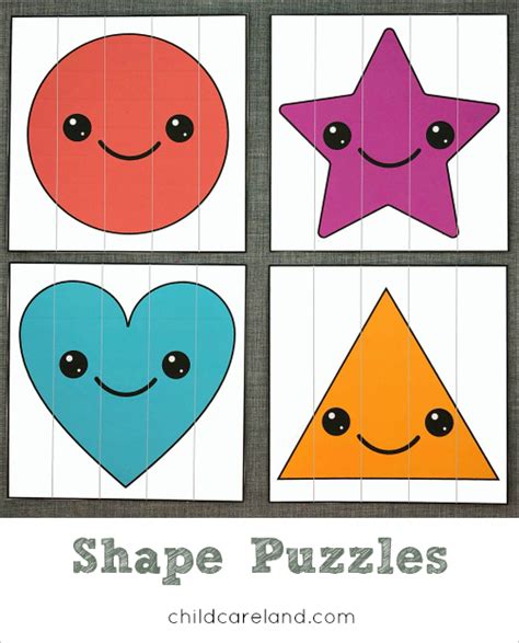 four different shapes with the words shape puzzles