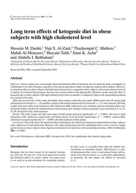 (PDF) Long Term Effects of Ketogenic Diet in Obese Subjects with High ...