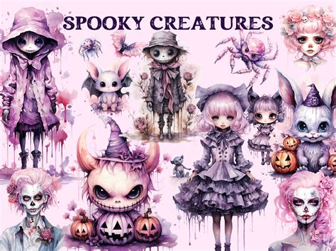 Pastel Goth Halloween Clipart Bundle, Halloween Watercolor Clipart ...