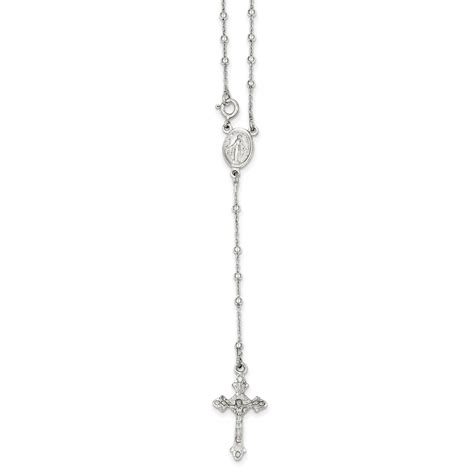 Sterling Silver Polished Rosary Necklace - Walmart.com