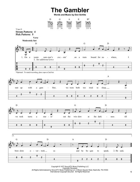 The Gambler by Kenny Rogers - Easy Guitar Tab - Guitar Instructor