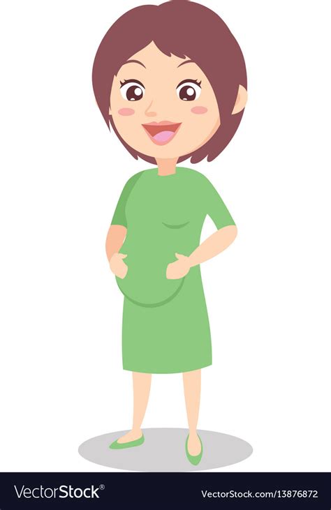 Happy pregnant mother character style Royalty Free Vector