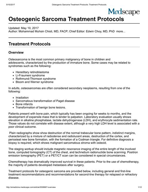 (PDF) Osteogenic Sarcoma Treatment Protocols