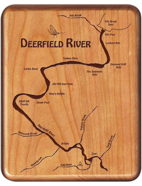 DEERFIELD RIVER MAP Fly Box - Handcrafted, Custom Designed, Laser Engraved. Includes Name ...