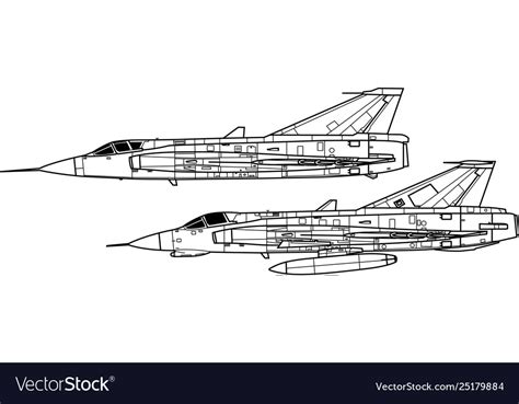 Saab j35 draken Royalty Free Vector Image - VectorStock