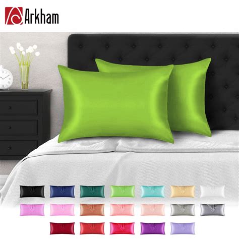 Bedding 2 Pack Satin Pillowcase - Green King Size (20"x36") Silky ...