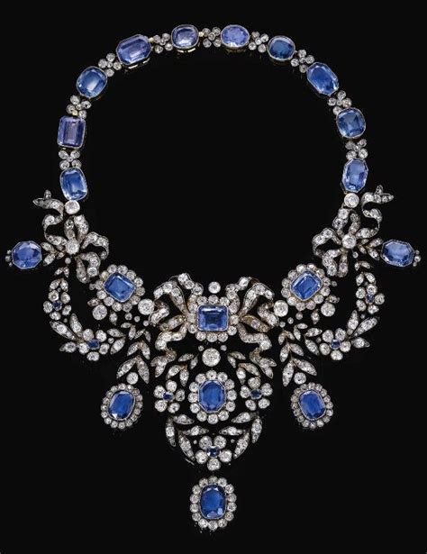 Sapphire and diamond necklace, late 19th century. | Diamonds in the Library